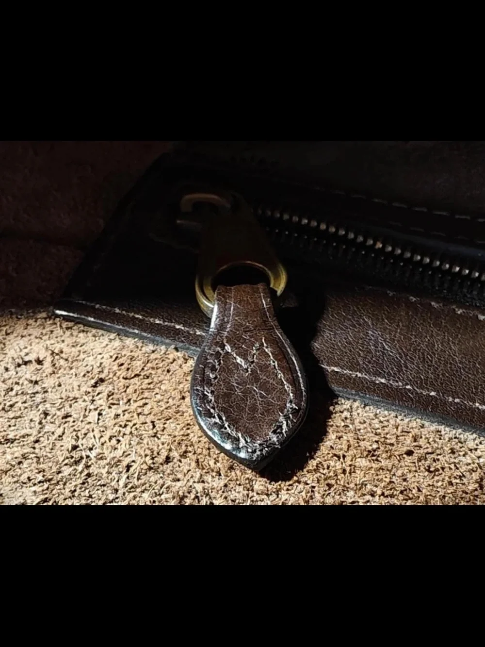 Mulberry Dark Brown Leather Messenger Bag with Brass Hardware